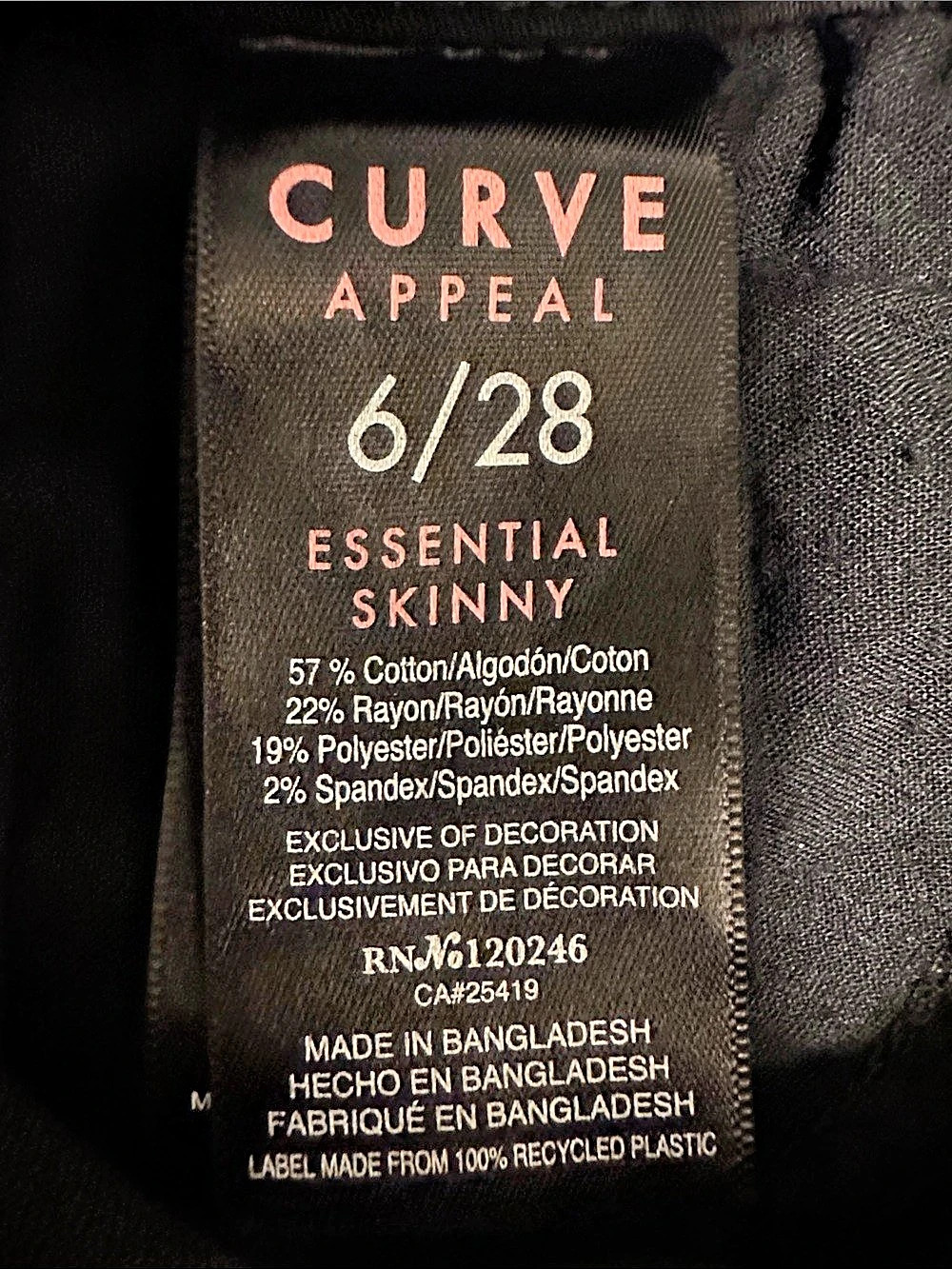 Women’s Curve Appeal Soft Black Essential Skinny Jeans - Size 6 (28) - Picture 7 of 11